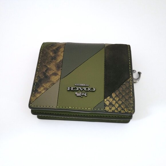 Coach CCL77 Snap Wallet Patchwork Small Clutch Olive Multi Mixed Materials - Picture 5 of 7